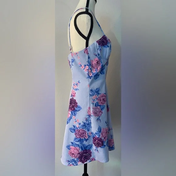 ZARA V-neck Floral Print Mini Dress Size Large - Picture 12 of 14